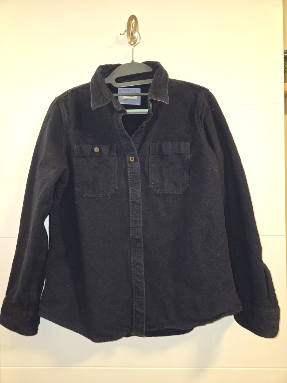 L.L. Bean Women's Navy Chamois Button-Down Shirt